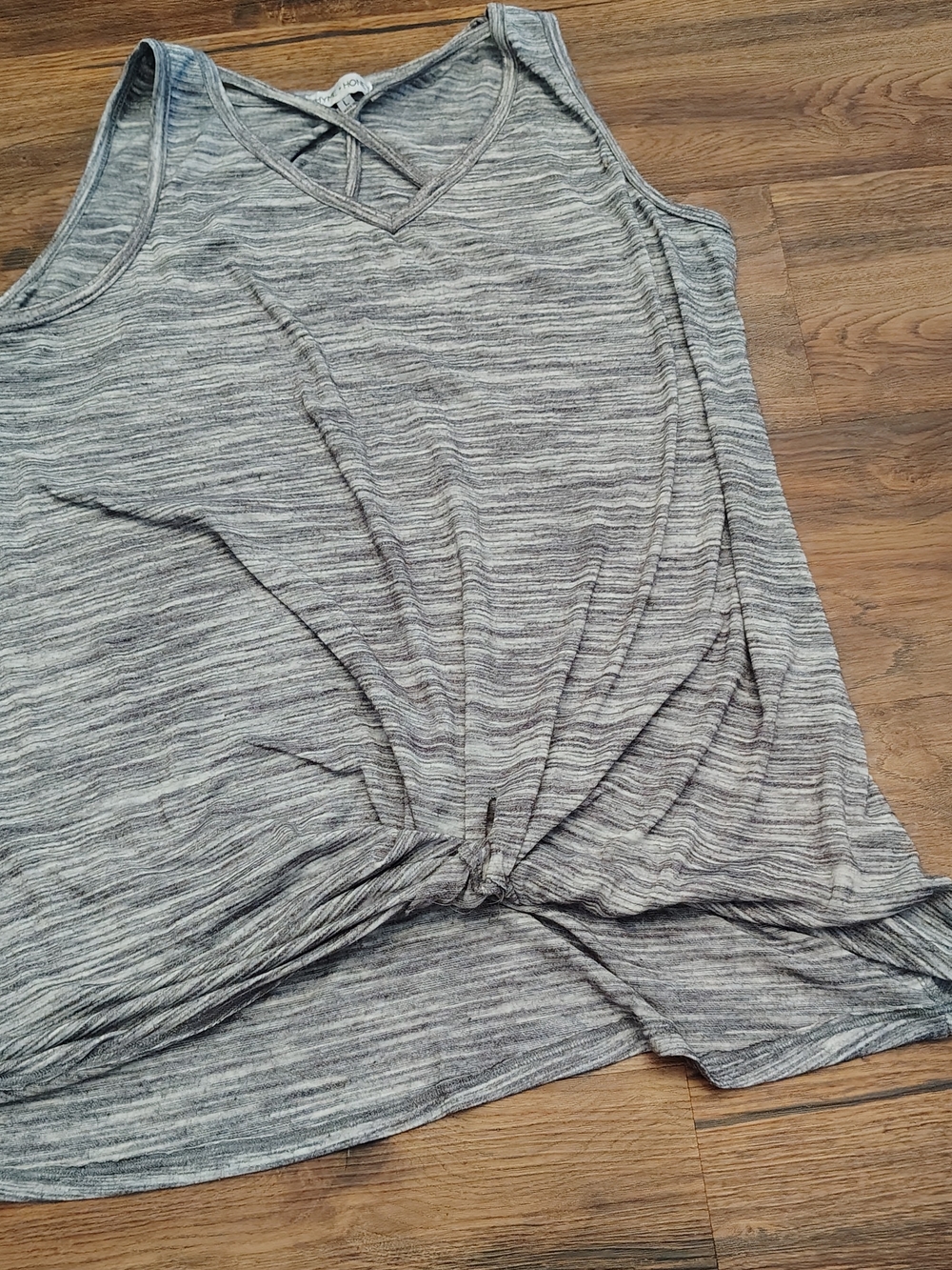 Heather Gray Twist-Front V-Neck Tank Top